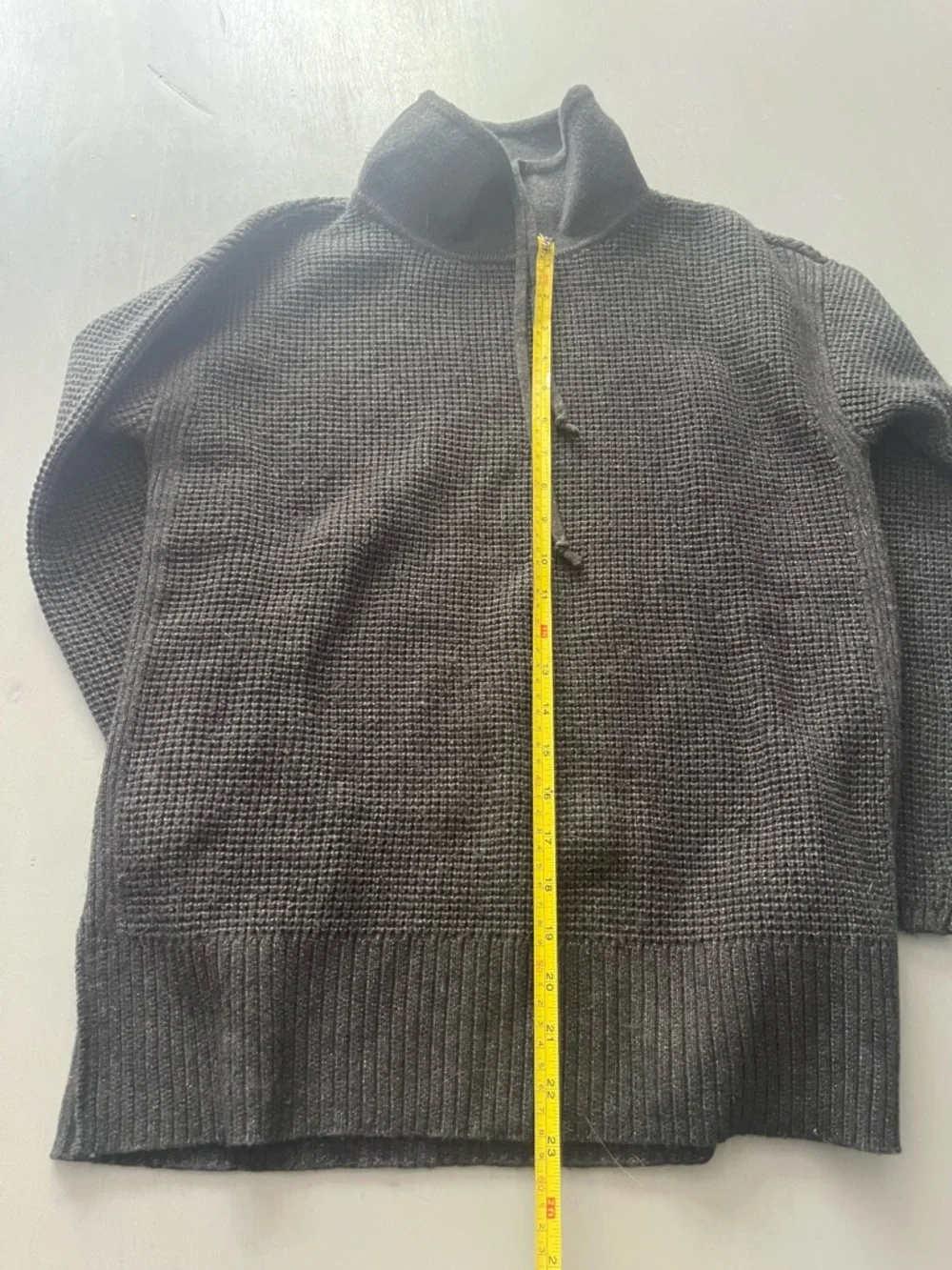 Lou & Grey Waffle Knit Cowl Neck Drawstring Sweater - oversized XS